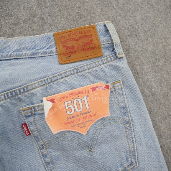 Levis Jeans Womens 29 501 Blue Crop Light Wash Mid Rise Split Hem New - Picture 4 of 12